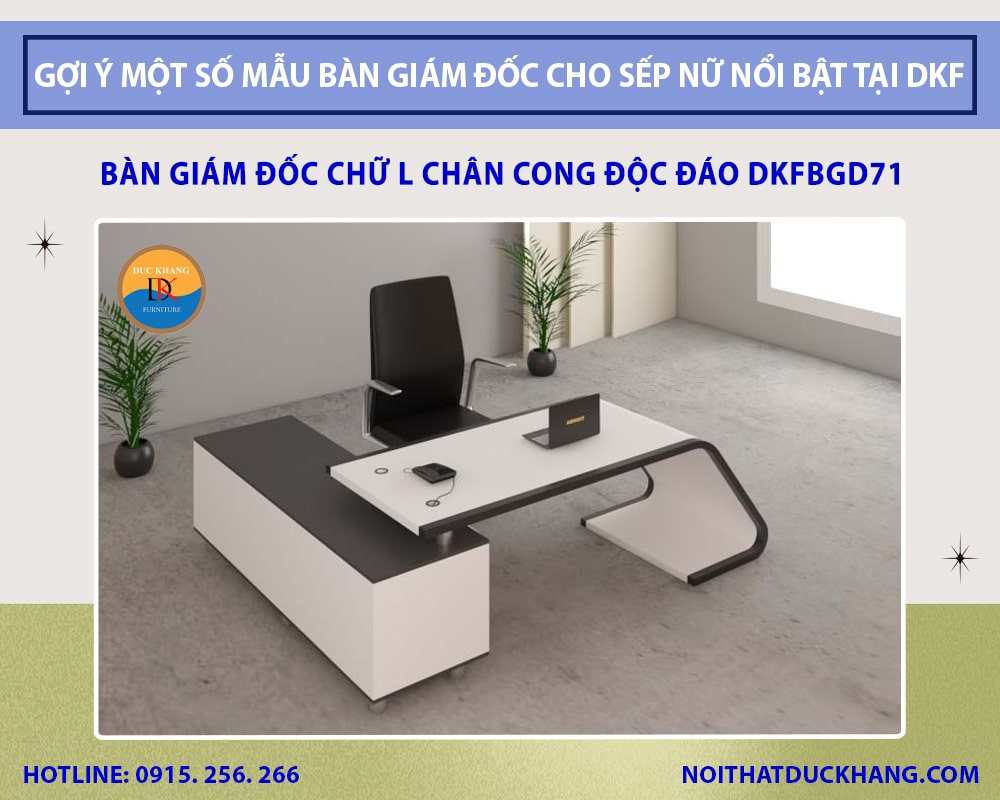 Bàn giám đốc chữ L chân cong độc đáo DKFBGD71