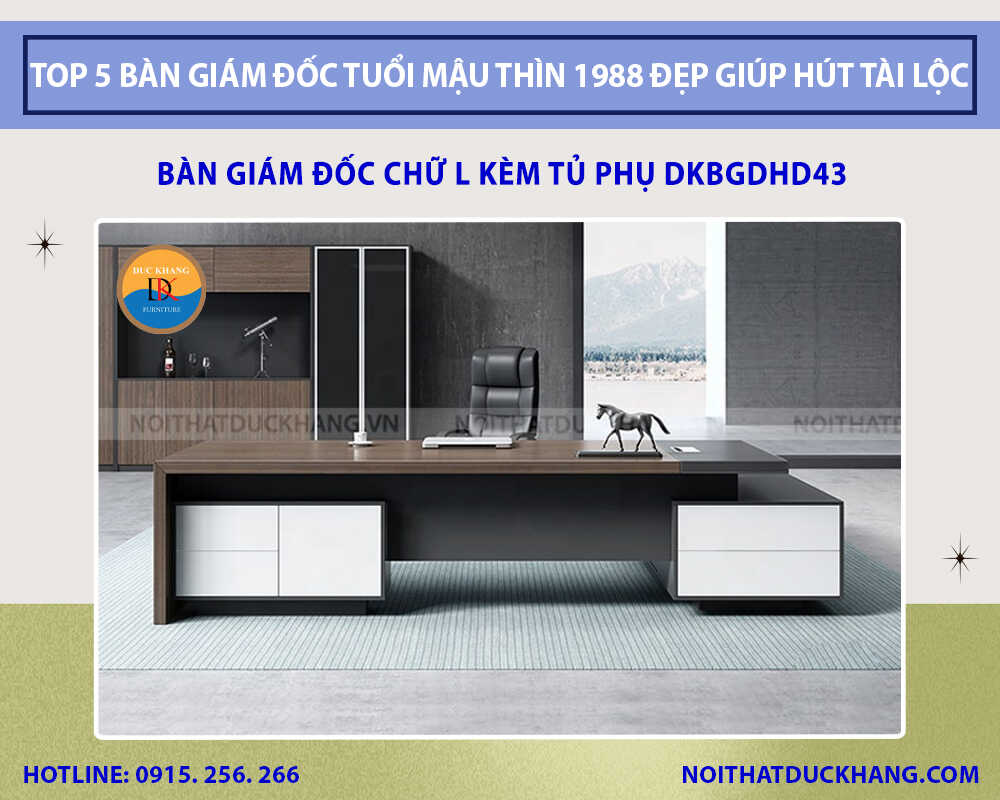 Bàn giám đốc chữ L kèm tủ phụ DKBGDHD43