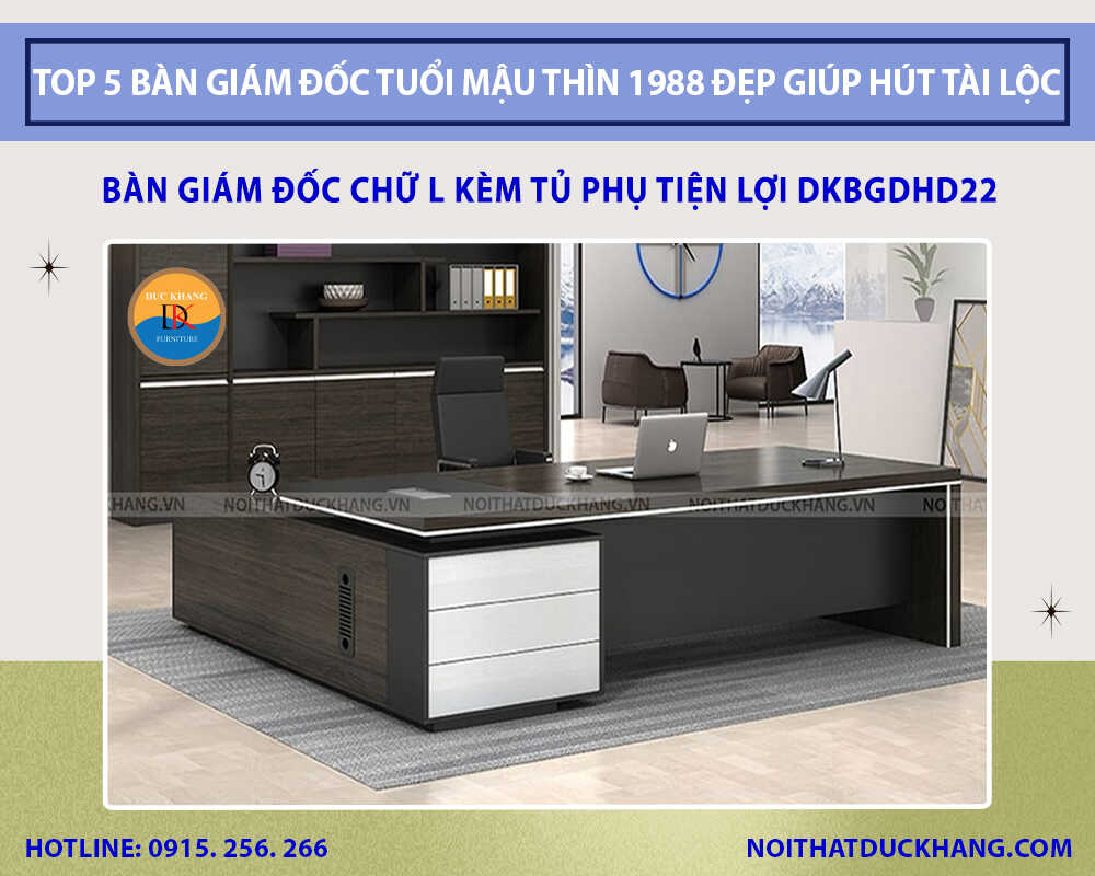 Bàn giám đốc chữ L kèm tủ phụ tiện lợi DKBGDHD22