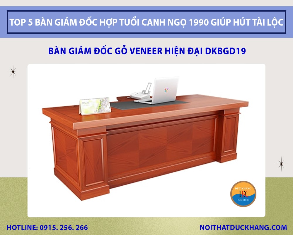 Bàn giám đốc gỗ Veneer hiện đại DKBGD19