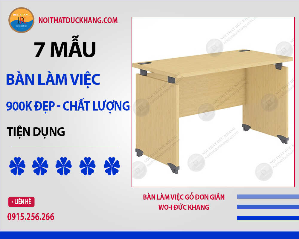 Bàn làm việc gỗ đơn giản WO-I Đức Khang