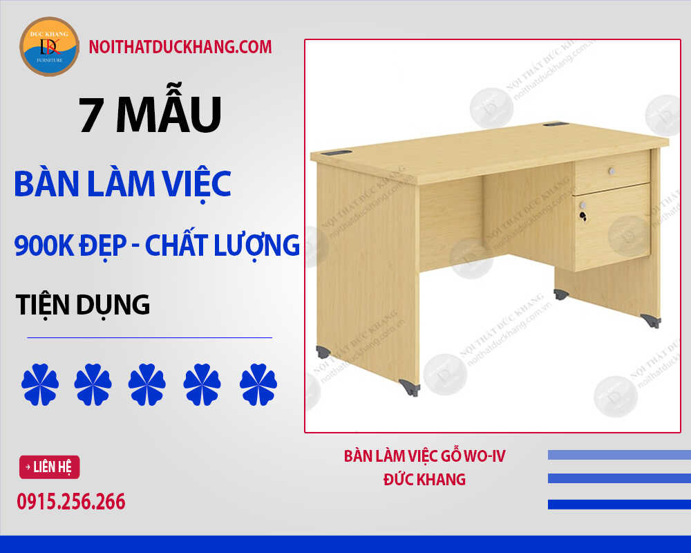 Bàn làm việc gỗ WO-IV Đức Khang