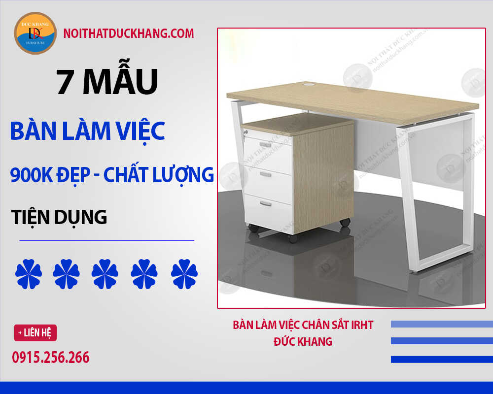 Bàn làm việc chân sắt IRHT Đức Khang