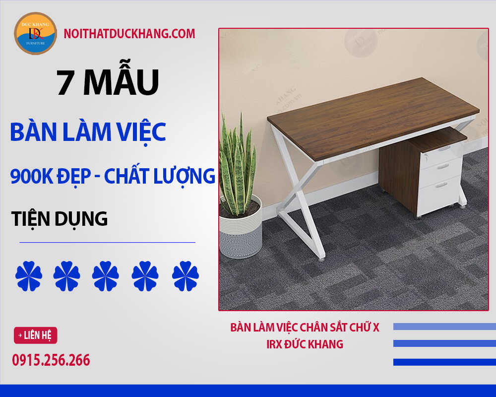 Bàn làm việc chân sắt chữ X IRX Đức Khang