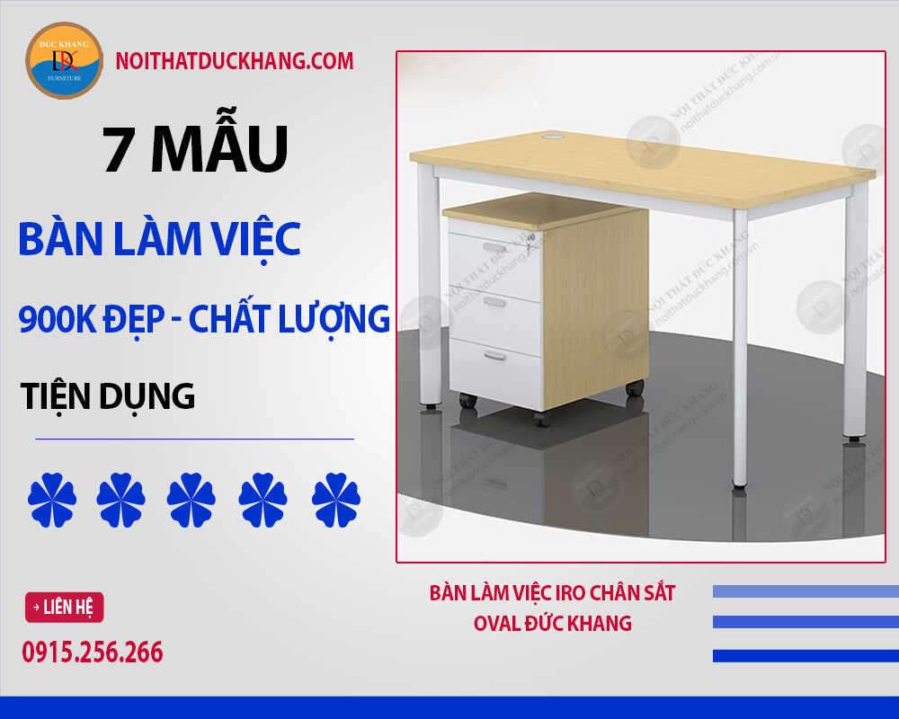Bàn làm việc IRO chân sắt oval Đức Khang