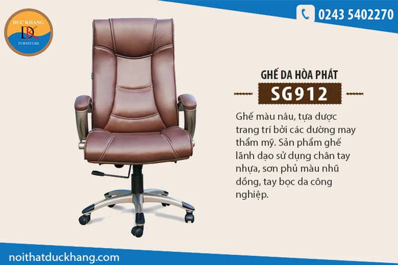 Ghế da cao cấp Hòa Phát SG912 hợp tuổi Quý Dậu 1993 Ghế da cao cấp Hòa Phát SG912 hợp tuổi Quý Dậu 1993