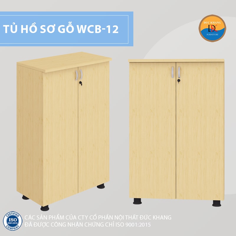 Tủ hồ sơ gỗ WCB-12 2 khoang và cánh mở