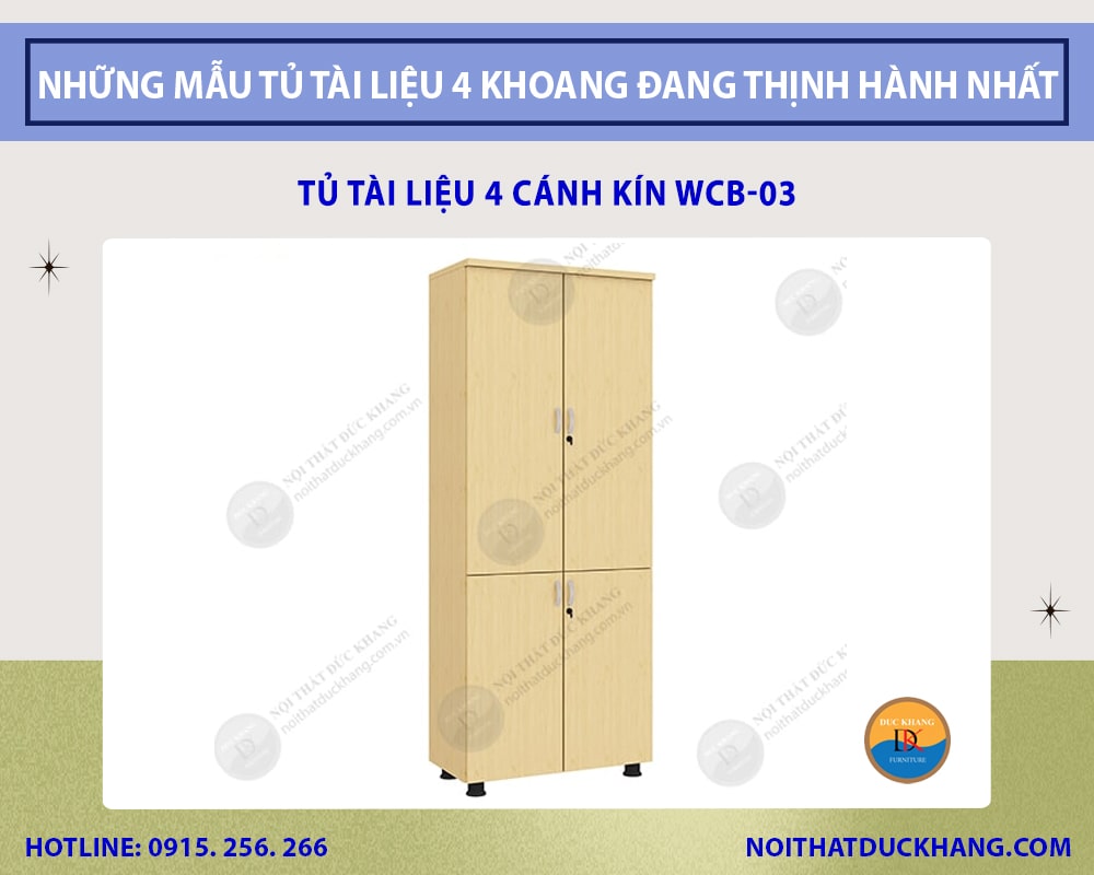 Tủ tài liệu 4 cánh kín WCB-03 Tủ tài liệu 4 cánh kín WCB-03