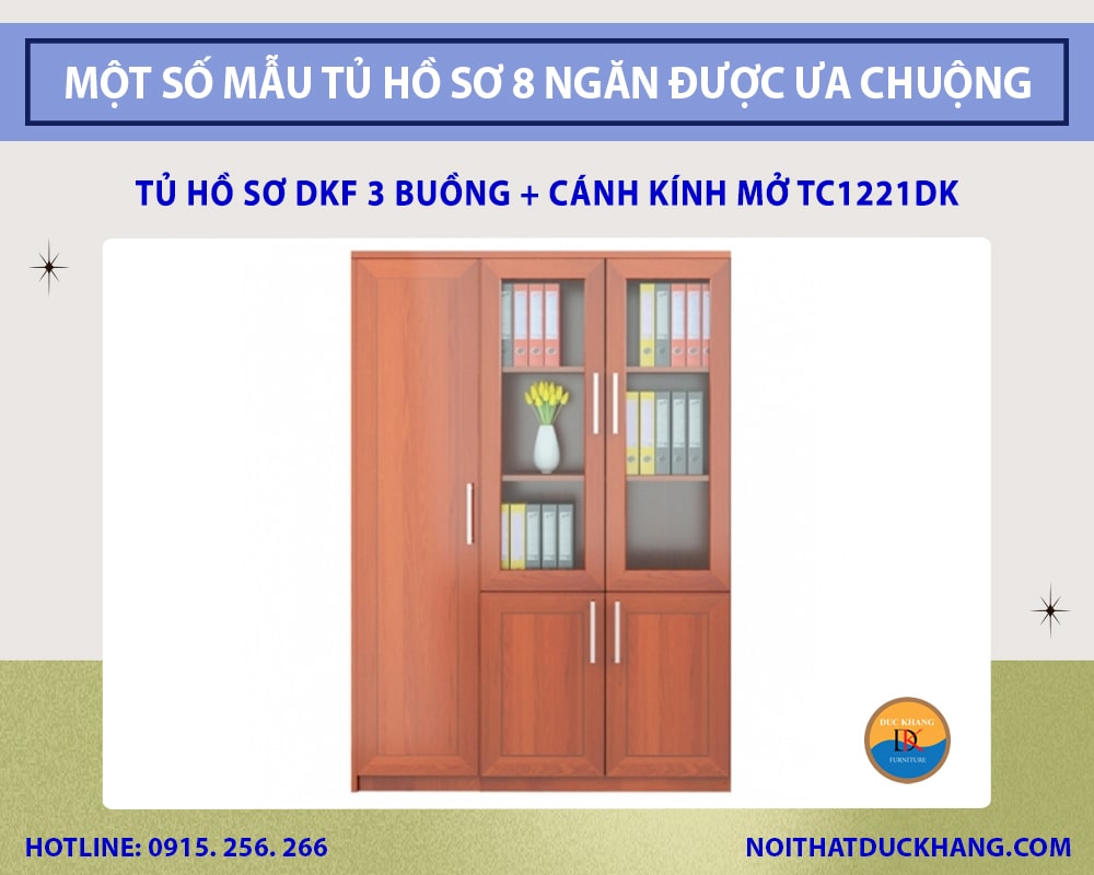 Tủ hồ sơ DKF 3 buồng + cánh kính mở TC1221DK