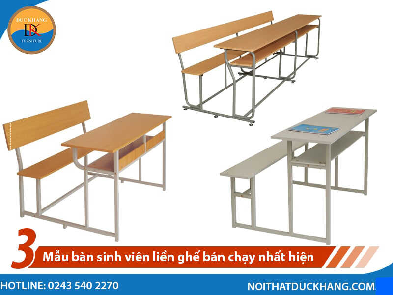 Top 3 mẫu bàn sinh viên liền ghế bán chạy nhất hiện nay