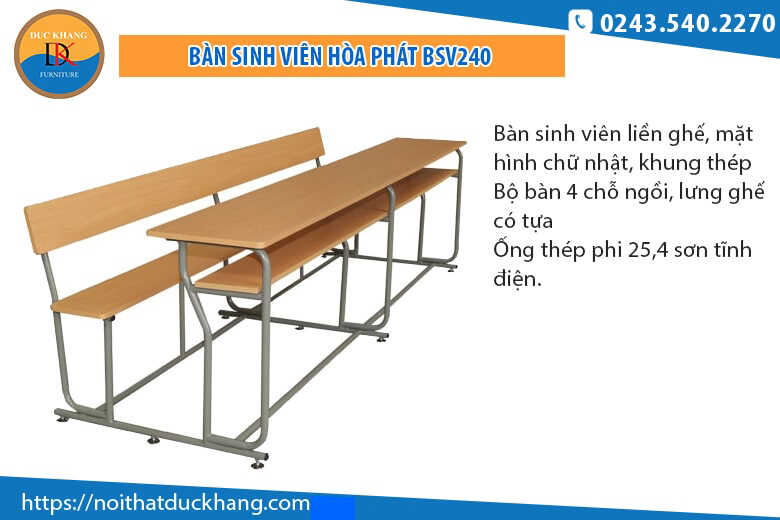 Top 3 mẫu bàn sinh viên liền ghế bán chạy nhất hiện nay