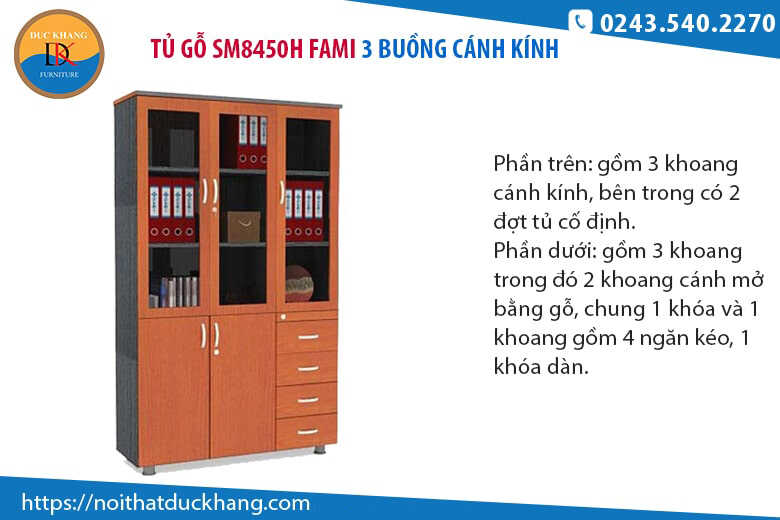 Top 4 mẫu tủ hồ sơ 3 buồng cánh kính cho văn phòng hiện đại