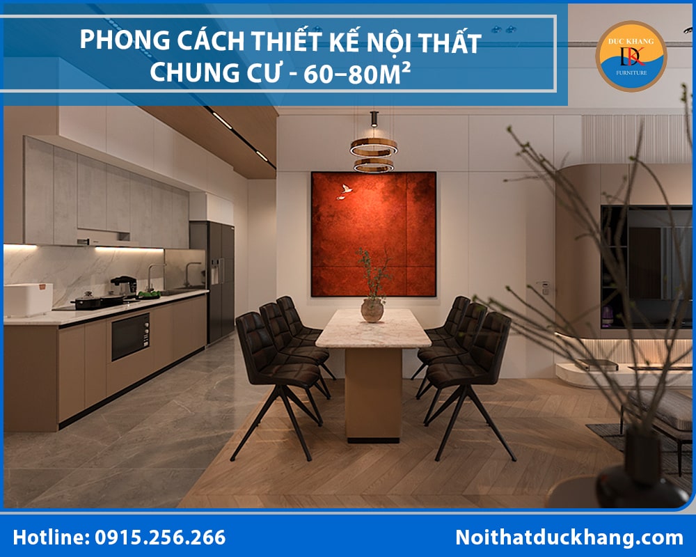 Phong cách thiết kế nội thất chung cư hiện đại - Căn hộ 60–80m² Phong cách thiết kế nội thất chung cư hiện đại - Căn hộ 60–80m²