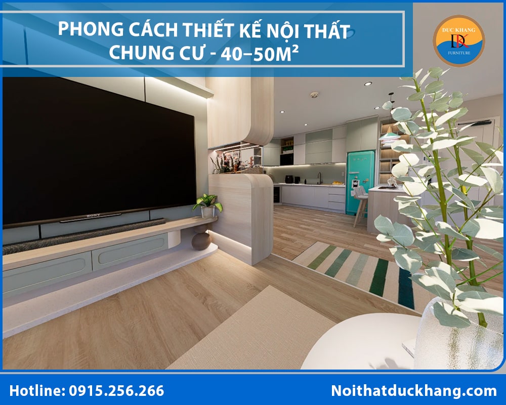 Phong cách thiết kế nội thất chung cư hiện đại - Căn hộ 40–50m² Phong cách thiết kế nội thất chung cư hiện đại - Căn hộ 40–50m²