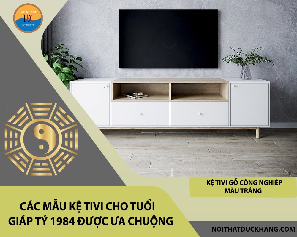 Kệ tivi gỗ công nghiệp màu trắng