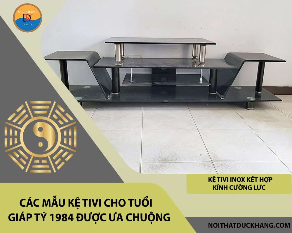 Kệ tivi inox kết hợp kính cường lực