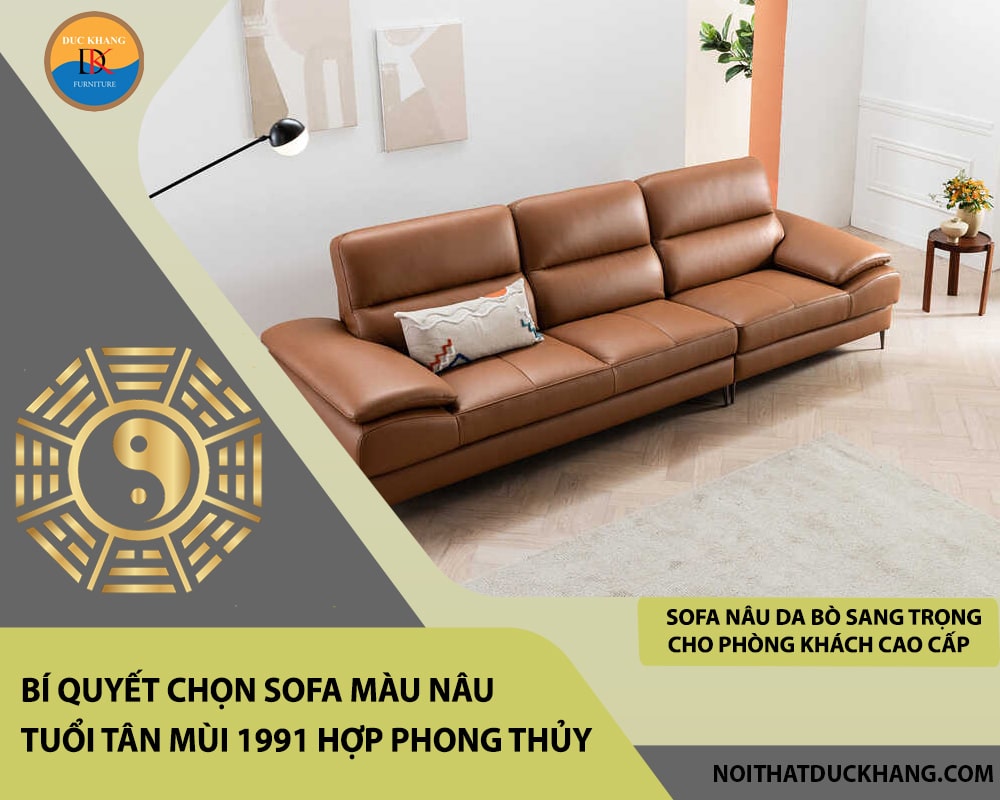 Sofa nâu da bò sang trọng cho phòng khách cao cấp Sofa nâu da bò sang trọng cho phòng khách cao cấp