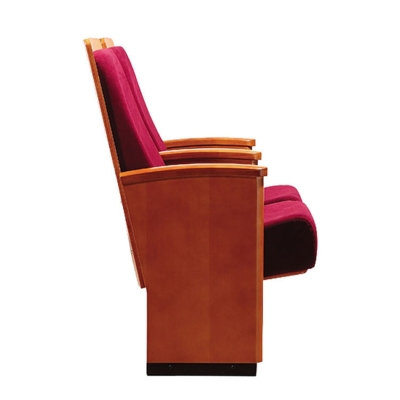 Ghế hội trường gỗ tự nhiên vách liền chân, đệm mút lạnh kèm bàn viết