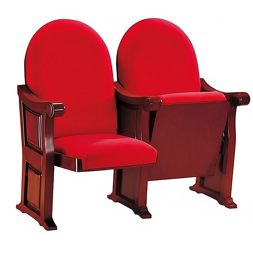 Ghế hội trường gỗ tự nhiên bọc vải nỉ màu đỏ HJ98B