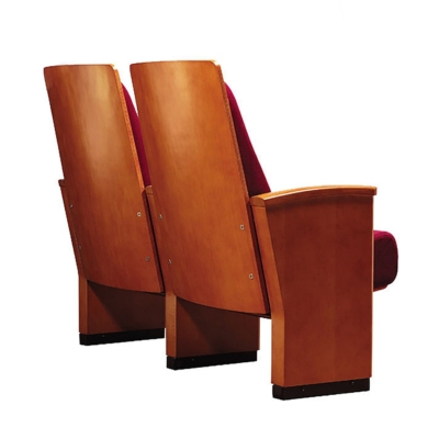 Ghế hội trường gỗ tự nhiên vách liền chân, đệm mút lạnh kèm bàn viết