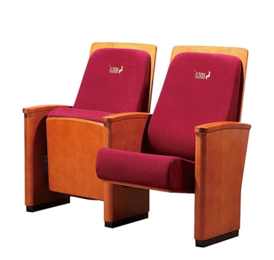 Ghế hội trường gỗ tự nhiên vách liền chân, đệm mút lạnh kèm bàn viết