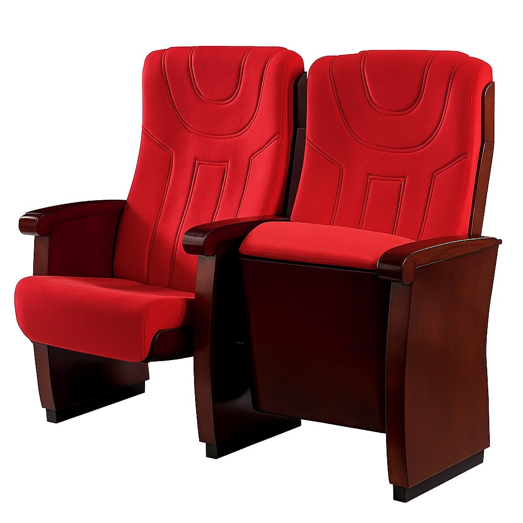 Ghế hội trường gỗ tự nhiên bọc nỉ đỏ, đệm mút đúc lạnh WH816