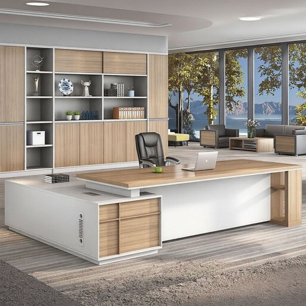 Bàn giám đốc hiện đại 2m chữ L kèm tủ phụ tiện lợi DKBGDHD22