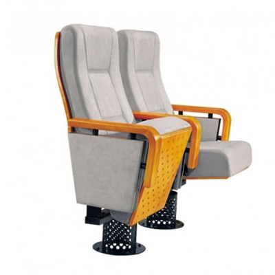 Ghế hội trường chân trụ, giá rẻ, đệm mút PU, tay vịn bằng gỗ tự nhiên