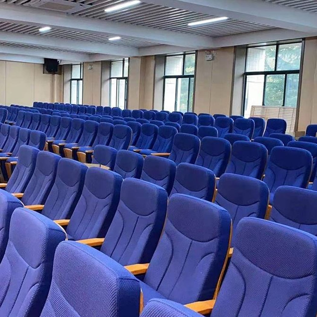 Ghế hội trường nhập khẩu khung nhôm đúc, bọc nỉ đỏ, kèm bàn viết WH806-4