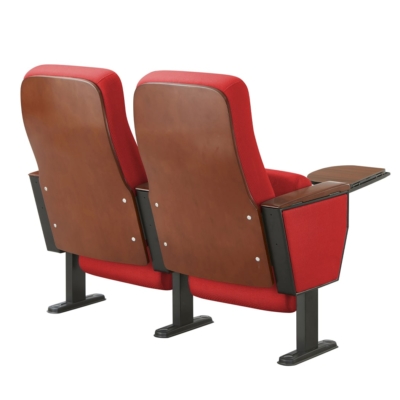 Ghế hội trường nhập khẩu bọc nỉ, chân thép bám sàn, tay vịn ốp gỗ bền đẹp