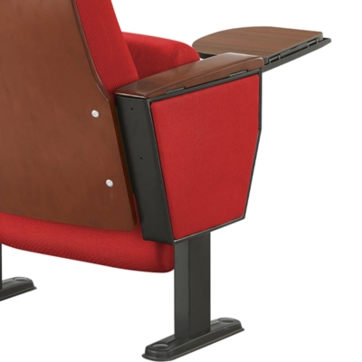 Ghế hội trường nhập khẩu bọc nỉ, chân thép bám sàn, tay vịn ốp gỗ bền đẹp