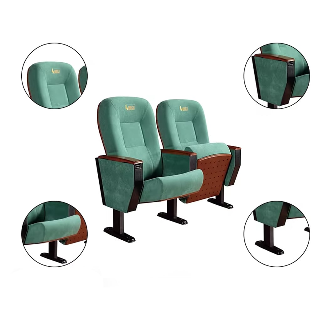 Ghế hội trường khung thép đôi bọc nỉ xanh HJ6801 Ghế hội trường khung thép đôi bọc nỉ xanh HJ6801