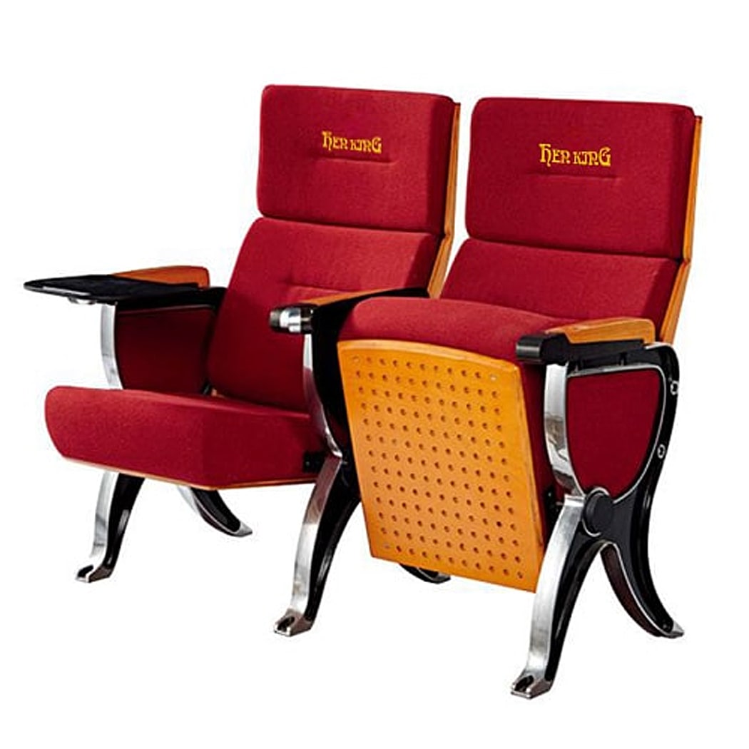 Ghế hội trường nhập khẩu có bàn viết, tay vịn ốp gỗ WH801-10