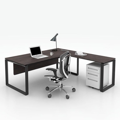 Bàn giám đốc 1m8 chữ L chân sắt hiện đại DKBGDCS30