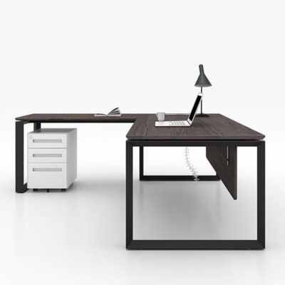 Bàn giám đốc 1m8 chữ L chân sắt hiện đại DKBGDCS30