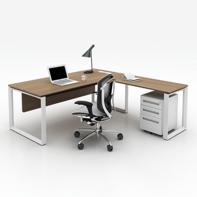 Bàn giám đốc 1m8 chữ L chân sắt hiện đại DKBGDCS30