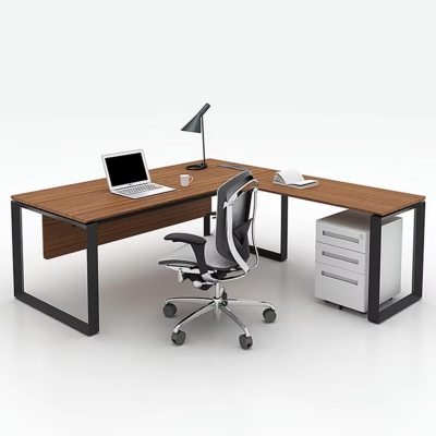 Bàn giám đốc 1m8 chữ L chân sắt hiện đại DKBGDCS30