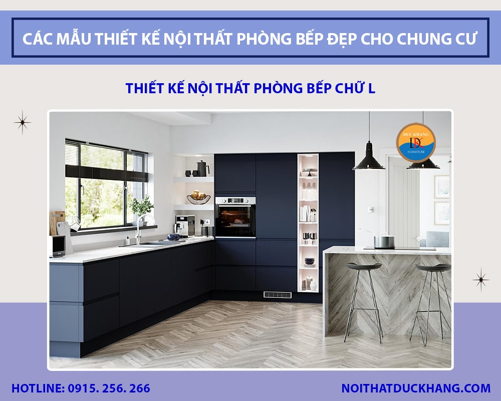 Thiết kế nội thất phòng bếp chữ L