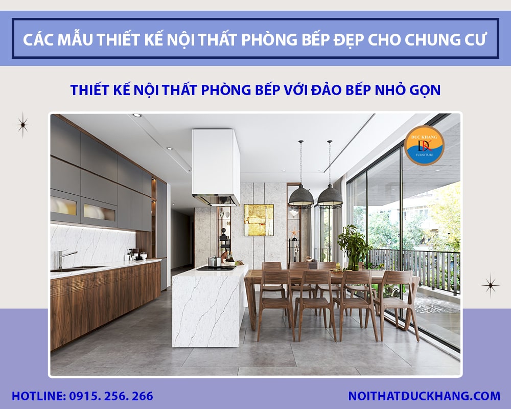 Thiết kế nội thất phòng bếp đẹp, đơn giản cho chung cư hiện đại