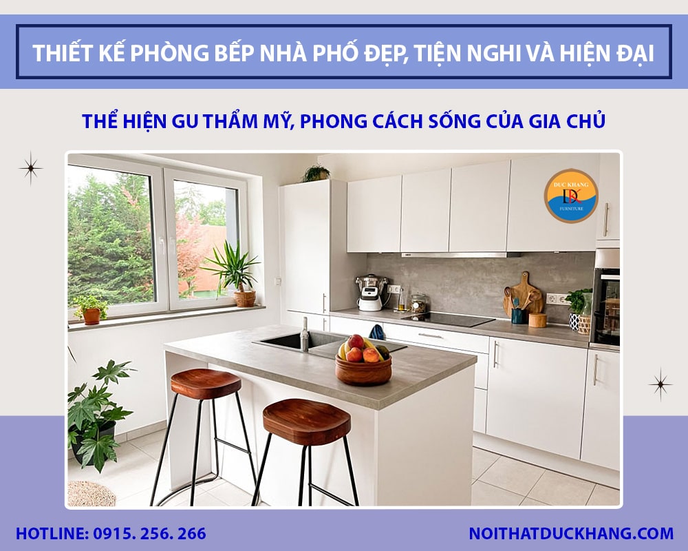 Thiết kế phòng bếp nhà phố đẹp, tiện nghi và hiện đại 2025