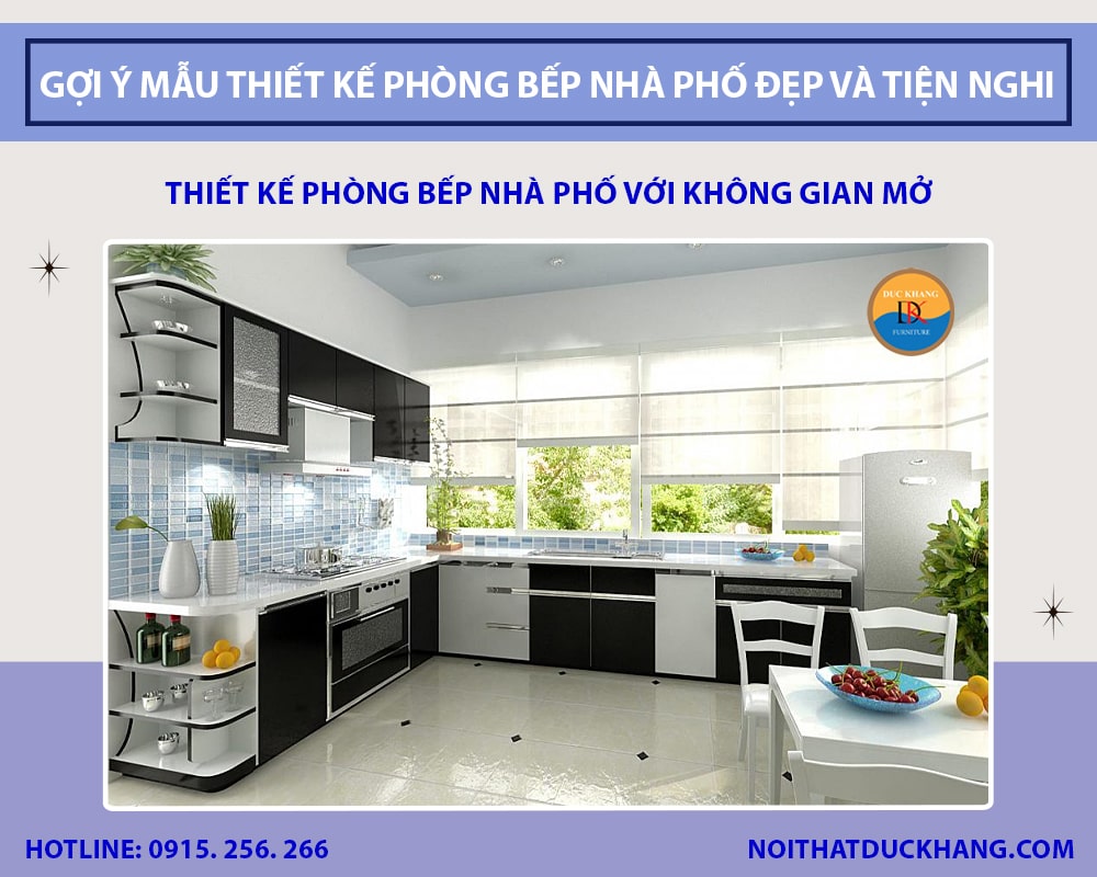 Thiết kế phòng bếp nhà phố với không gian mở