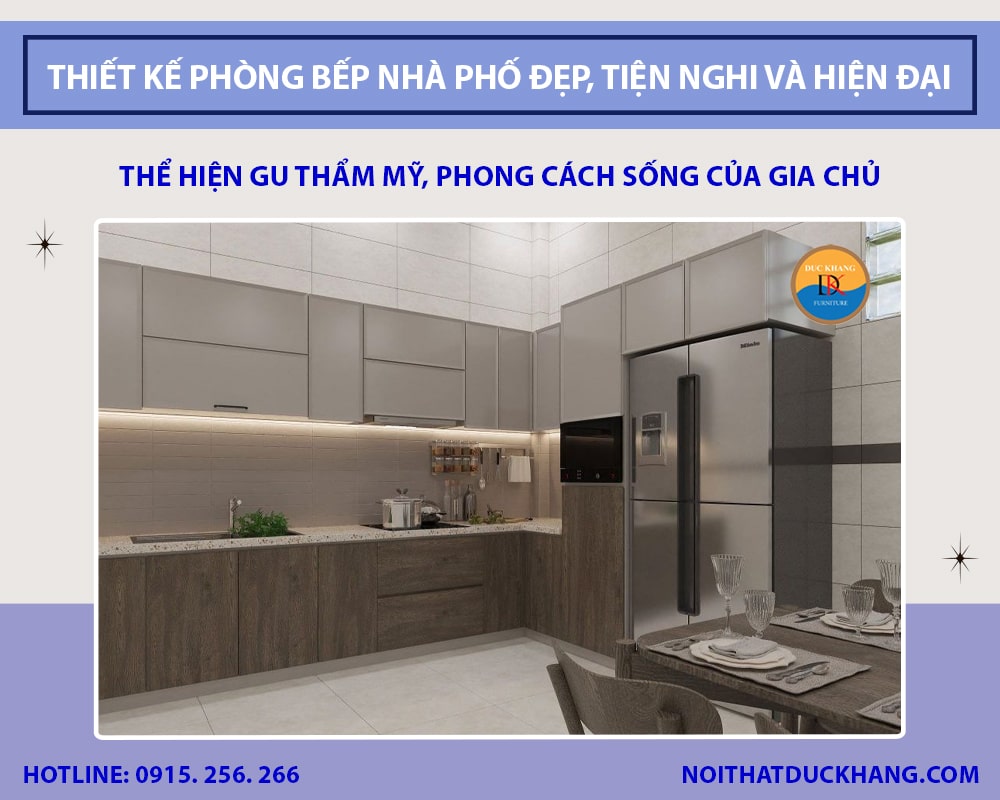 Thiết kế phòng bếp nhà phố đẹp, tiện nghi và hiện đại 2025