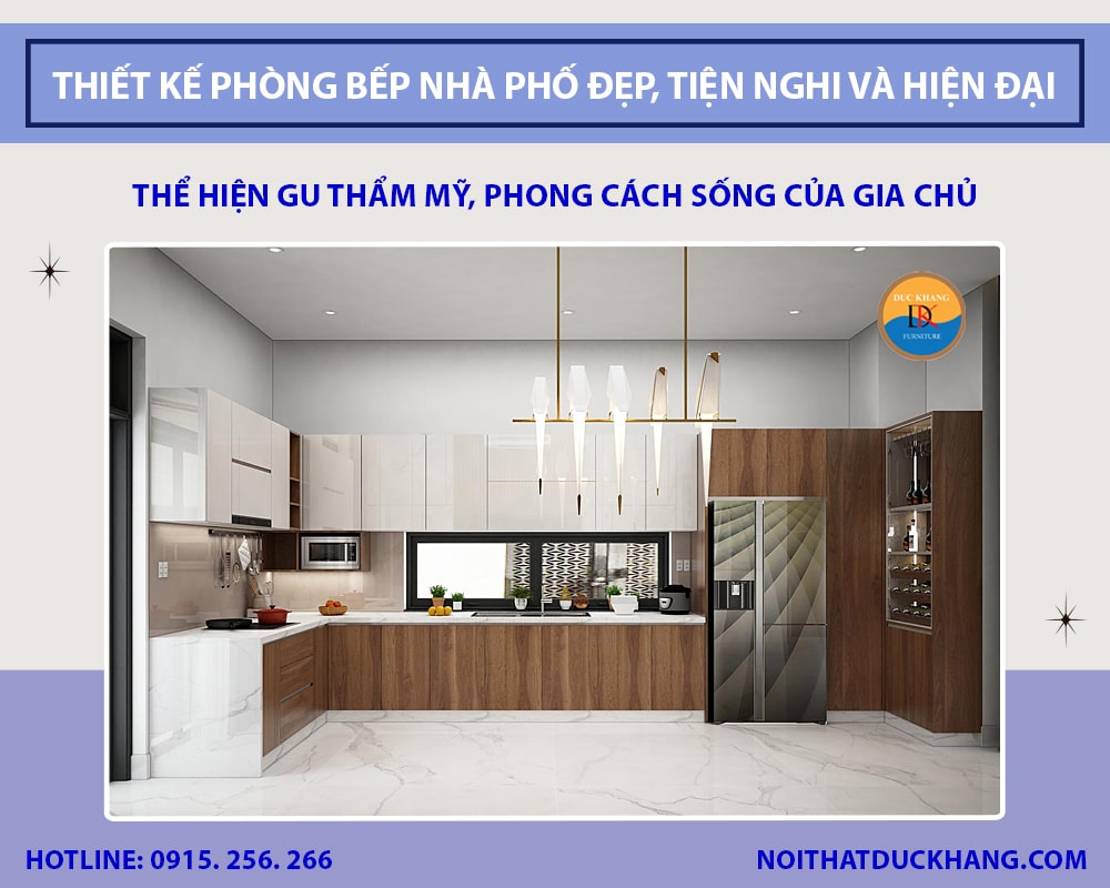 Thiết kế phòng bếp nhà phố đẹp, tiện nghi và hiện đại 2025