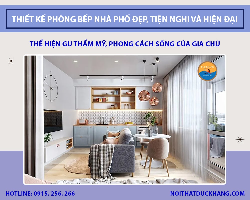 Thiết kế phòng bếp nhà phố đẹp, tiện nghi và hiện đại 2025