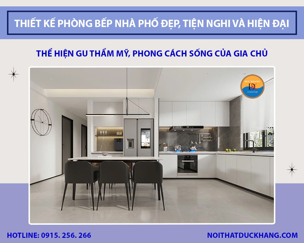 Thiết kế phòng bếp nhà phố đẹp, tiện nghi và hiện đại 2025