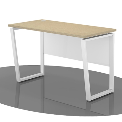 Bàn làm việc chân sắt hình thang 1m4 mặt gỗ công nghiệp IRHT