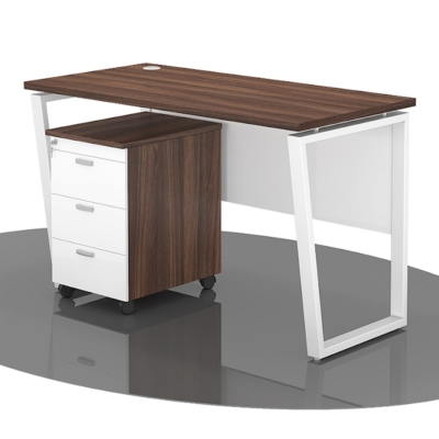 Bàn làm việc chân sắt hình thang 1m4 mặt gỗ công nghiệp IRHT