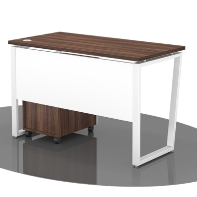 Bàn làm việc chân sắt hình thang 1m4 mặt gỗ công nghiệp IRHT