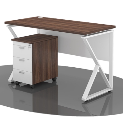 Bàn làm việc chân sắt hình thang 1m4 mặt gỗ công nghiệp IRHT