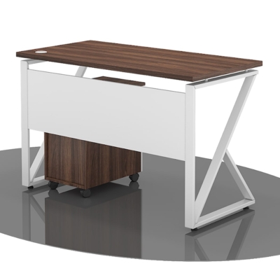 Bàn làm việc chân sắt hình thang 1m4 mặt gỗ công nghiệp IRHT